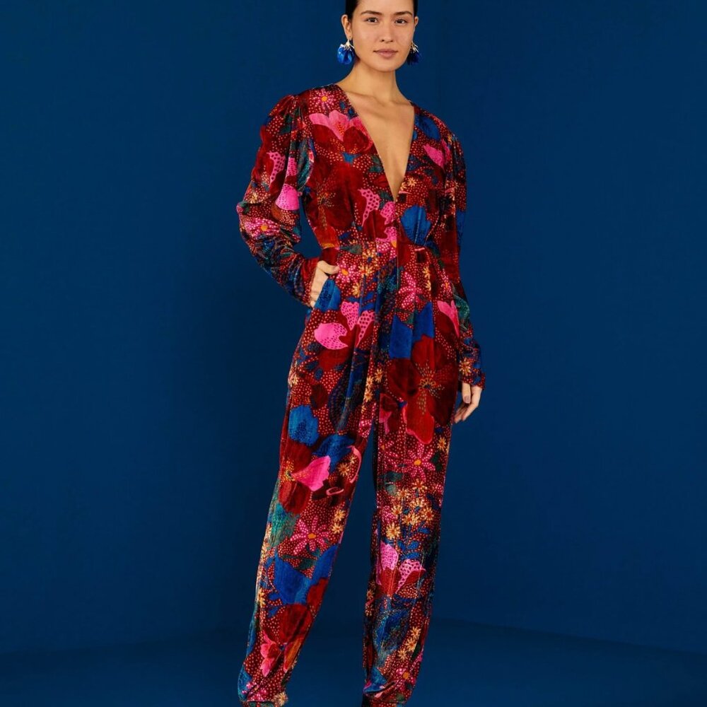 Farm Rio Red Wild Life Jumpsuit